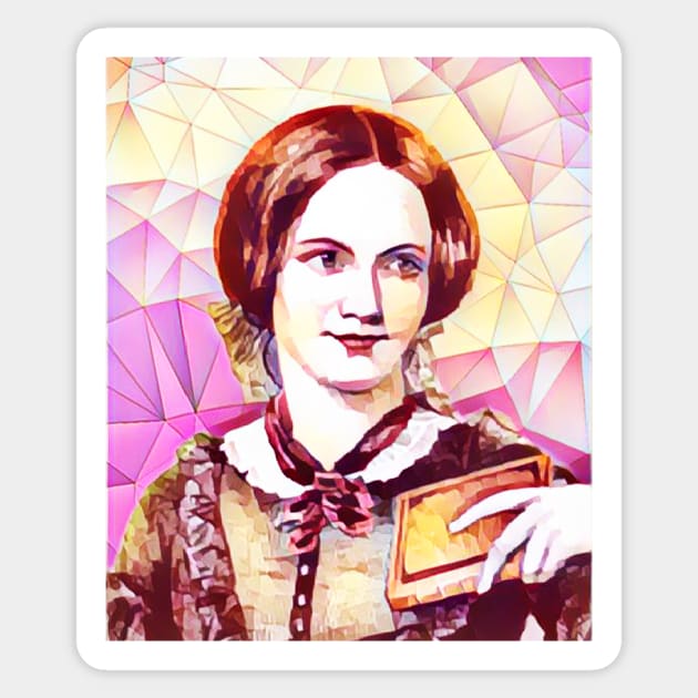 Charlotte Bronte Pink Portrait | Charlotte Brontë Artwork 13 Sticker by JustLit